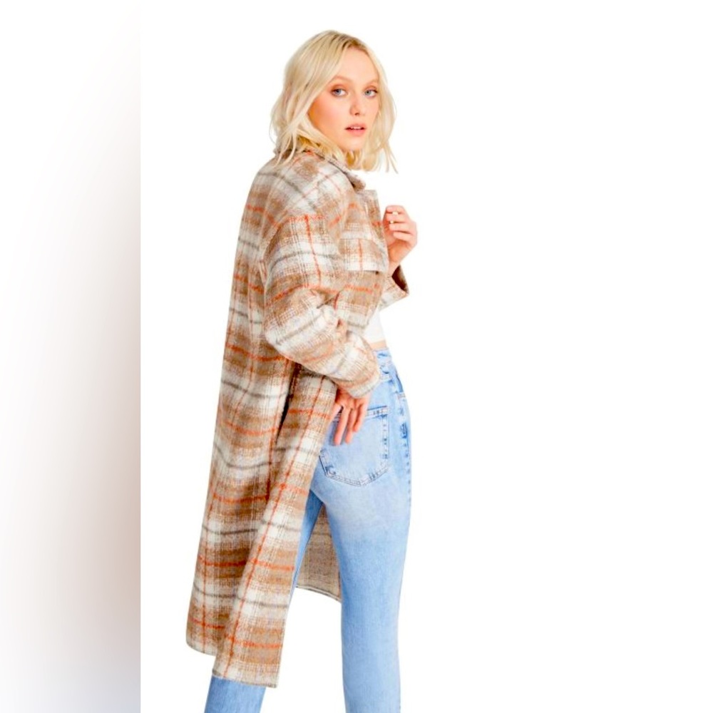 Steve Madden long plaid coat